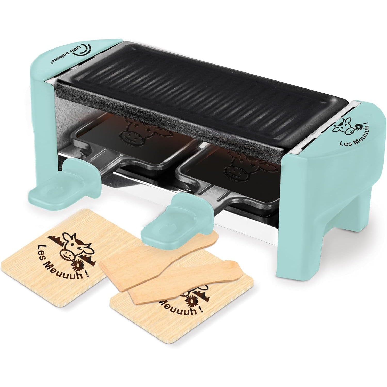 LITTLE BALANCE Dual Raclette Grill, Compact 320W Removable Surface